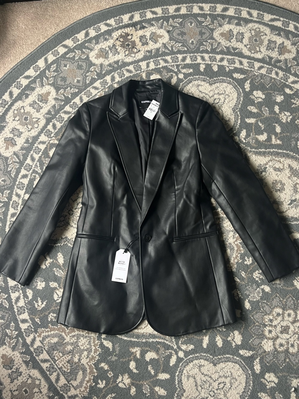 Express Black Faux Leather Blazer Jacket